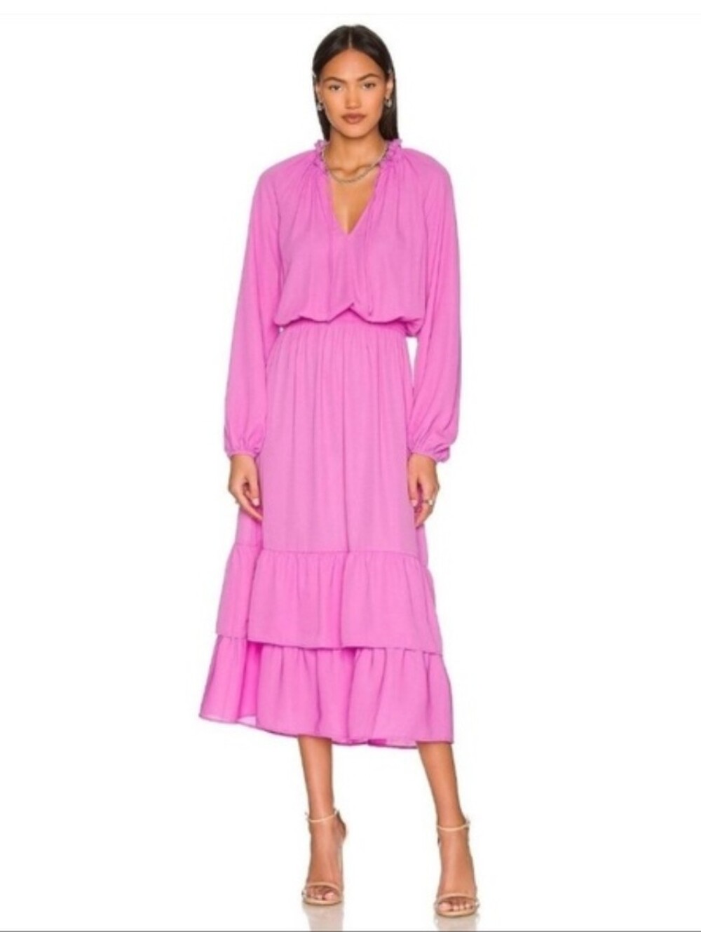 Show Me Your MUMU Cait Midi Dress Bubblegum Pink, XXL